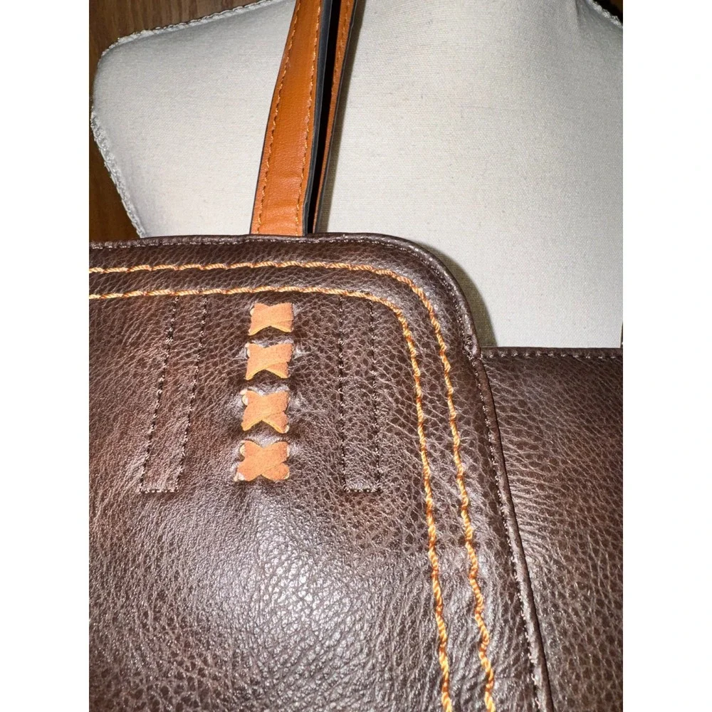 Montana West Tote Bag Dark Brown Faux Leather Western Whipstitch Handbag NWOT